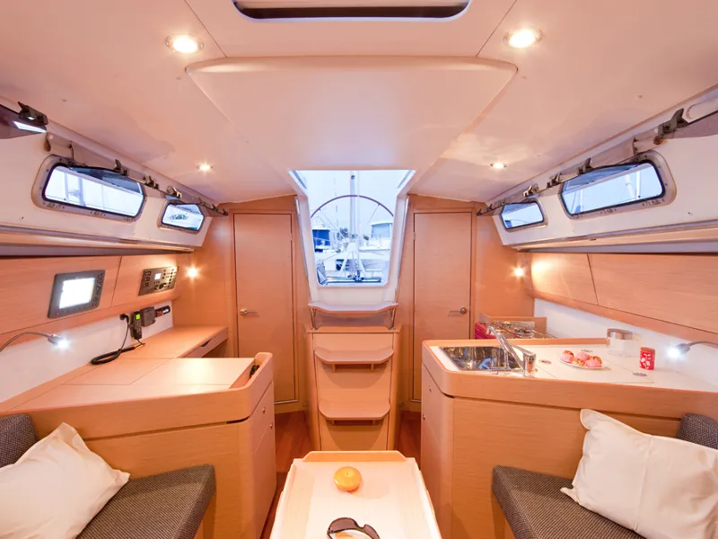 Salon of Aries, a Beneteau First 35 sailboat at Jezera, Croatia