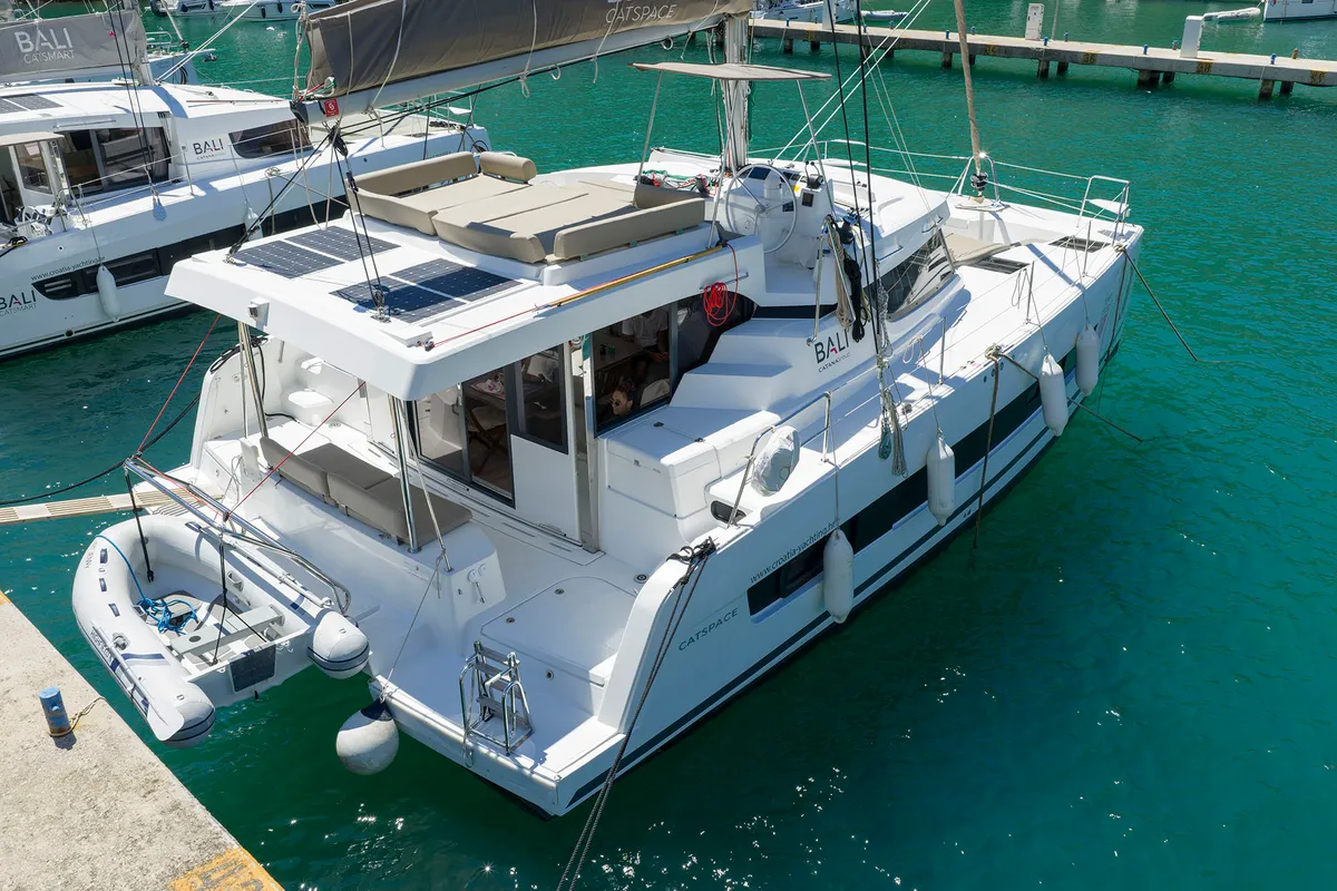 Exterior view of Jenny, a Bali Catspace catamaran at Dubrovnik, Croatia