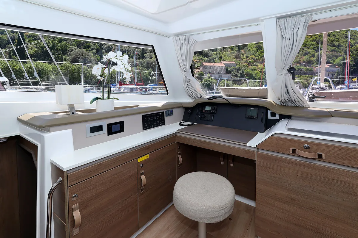 Salon of Jenny, a Bali Catspace catamaran at Dubrovnik, Croatia