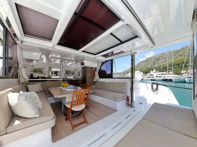 Salon of Jenny, a Bali Catspace catamaran at Dubrovnik, Croatia