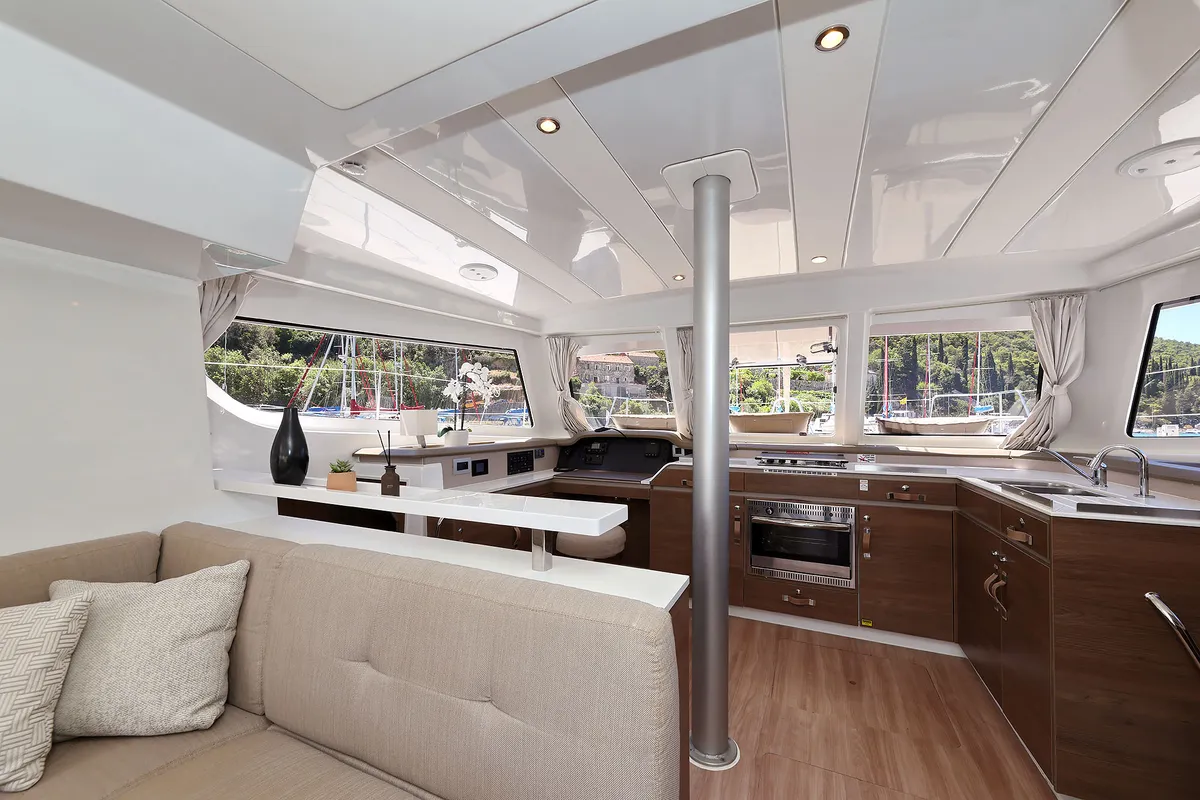 Galley of Jenny, a Bali Catspace catamaran at Dubrovnik, Croatia