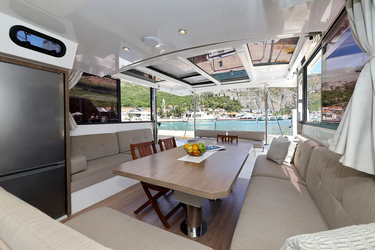 Salon of Jenny, a Bali Catspace catamaran at Dubrovnik, Croatia