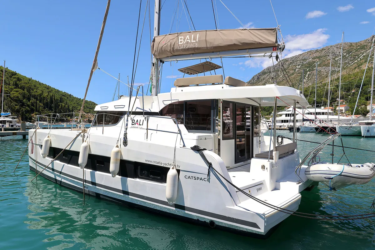 Exterior view of Jenny, a Bali Catspace catamaran at Dubrovnik, Croatia