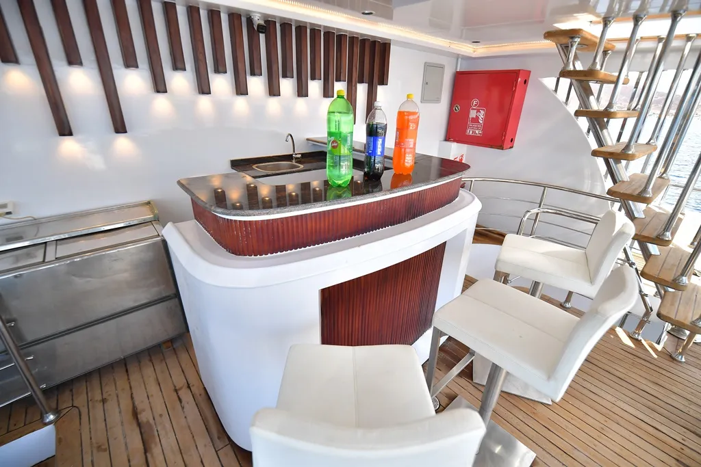 Deck of Bunk bed cabin lower deck 1, a Gulet Luxury Motor Yacht motorboat at Sharm El Sheikh, Egypt
