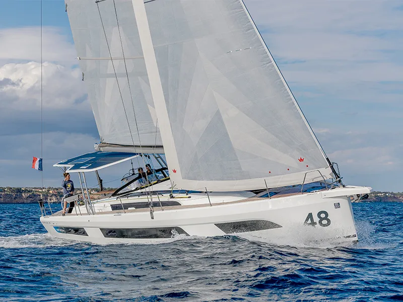 Exterior view of Nada, a Dufour 48 sailboat at Grad Šibenik, Croatia