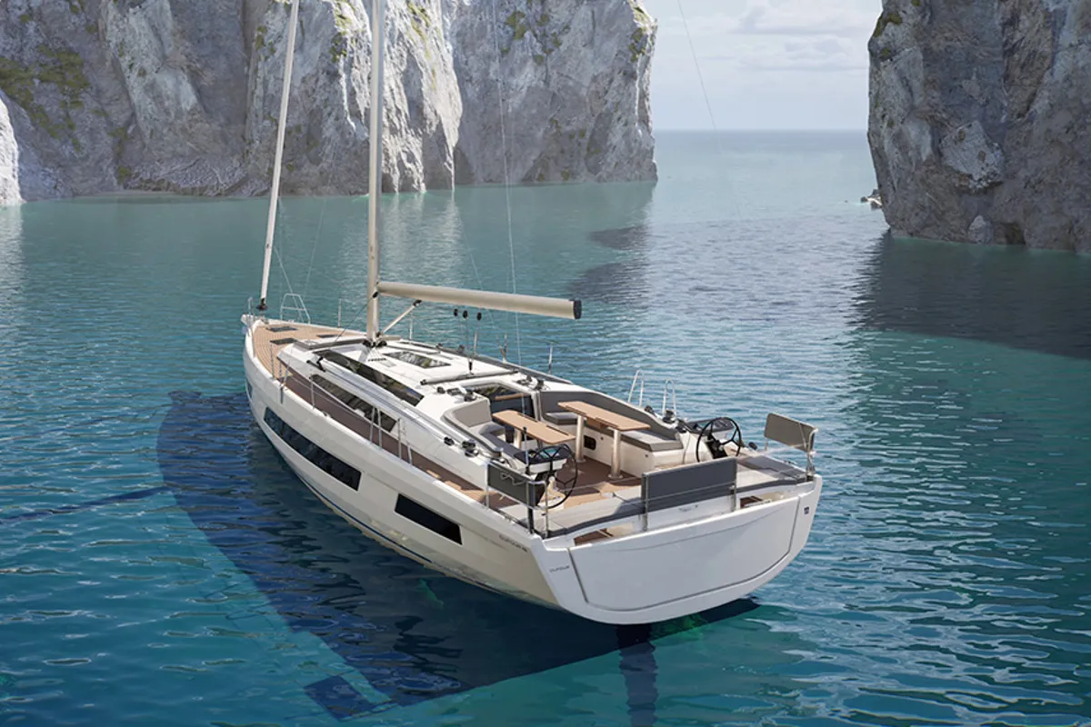 Exterior view of Nada, a Dufour 48 sailboat at Grad Šibenik, Croatia