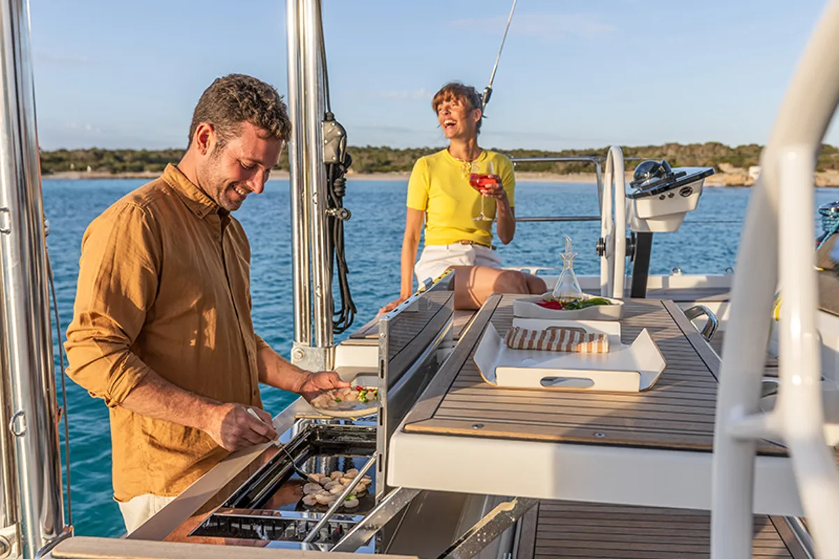 Deck of Nada, a Dufour 48 sailboat at Grad Šibenik, Croatia