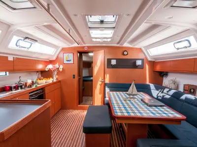 Salon of Ioli, a Bavaria Cruiser 46 sailboat at Athens, Greece