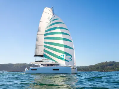 Kat Kat, a Lagoon 43 catamaran at Roche Caiman, Seychelles