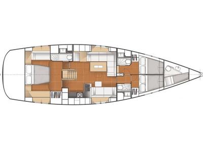 Floor plan of MAE, a Hanse 545 sailboat at Izola / Isola, Slovenia