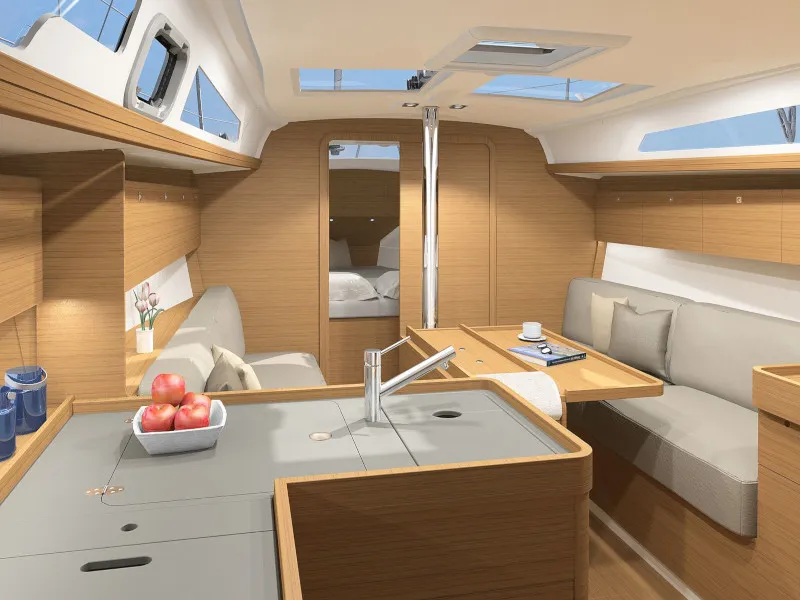 Salon of Biga, a Dufour 360 Grand Large sailboat at Tonnarella, Italy