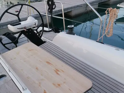 Cockpit of Biga, a Dufour 360 Grand Large sailboat at Tonnarella, Italy