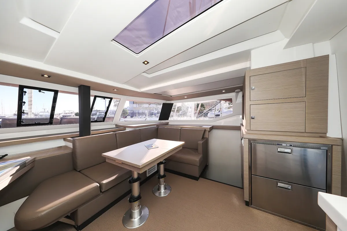 Salon of Macho, a Fountaine Pajot Astrea 42 Quatuor catamaran at Grad Trogir, Croatia