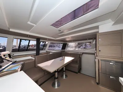 Salon of Macho, a Fountaine Pajot Astrea 42 Quatuor catamaran at Grad Trogir, Croatia