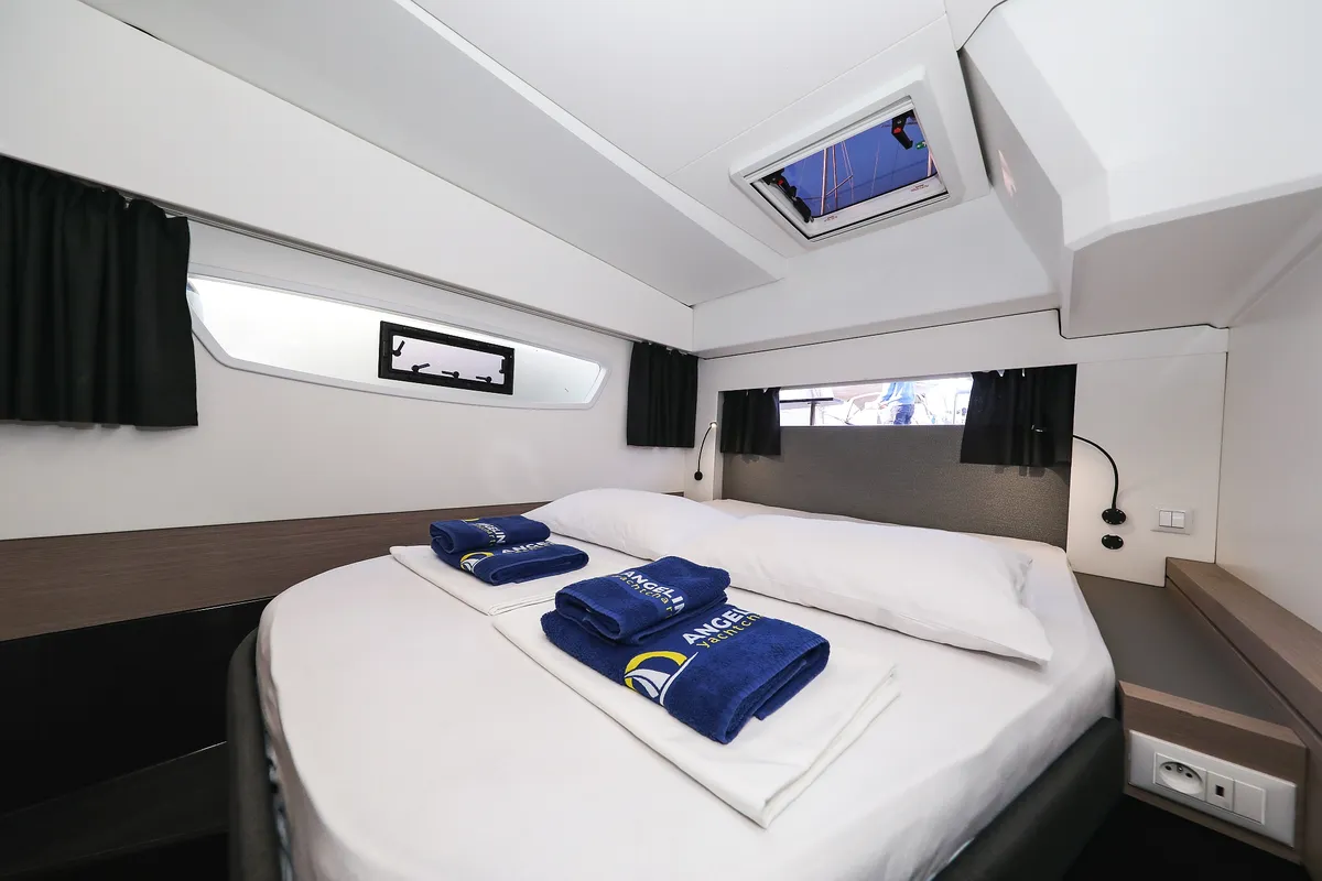 Cabin on Macho, a Fountaine Pajot Astrea 42 Quatuor catamaran at Grad Trogir, Croatia