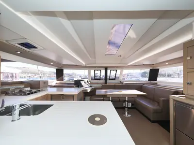 Galley of Macho, a Fountaine Pajot Astrea 42 Quatuor catamaran at Grad Trogir, Croatia