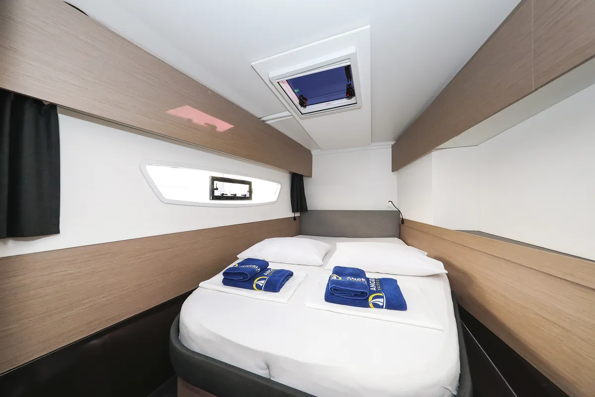Cabin on Macho, a Fountaine Pajot Astrea 42 Quatuor catamaran at Grad Trogir, Croatia