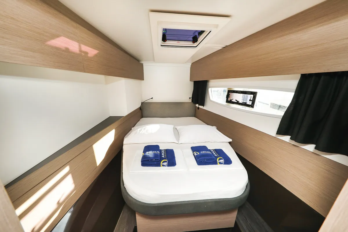 Cabin on Macho, a Fountaine Pajot Astrea 42 Quatuor catamaran at Grad Trogir, Croatia