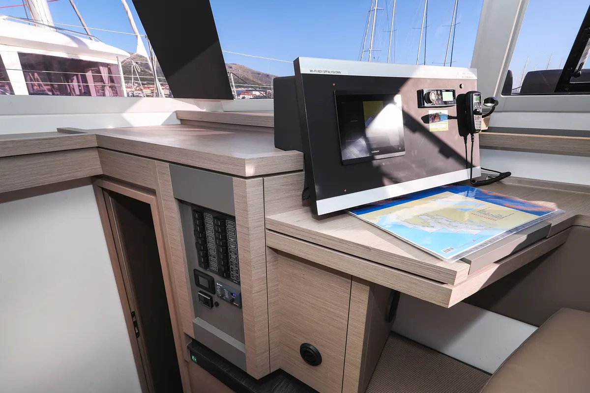 Macho, a Fountaine Pajot Astrea 42 Quatuor catamaran at Grad Trogir, Croatia