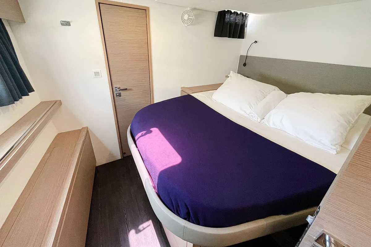 Cabin on Good Vibrations, a Fountaine Pajot Saba 50 catamaran at Road Town, British Virgin Islands