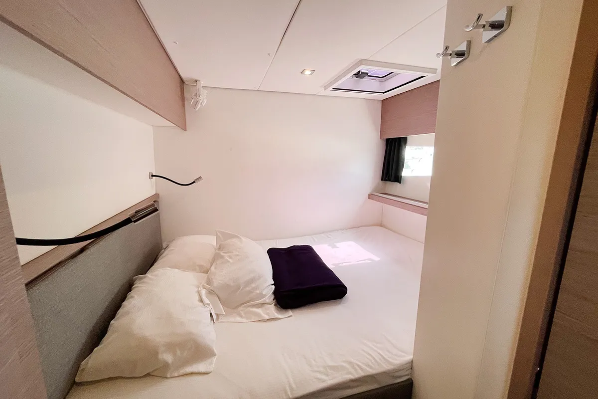 Cabin on Good Vibrations, a Fountaine Pajot Saba 50 catamaran at Road Town, British Virgin Islands