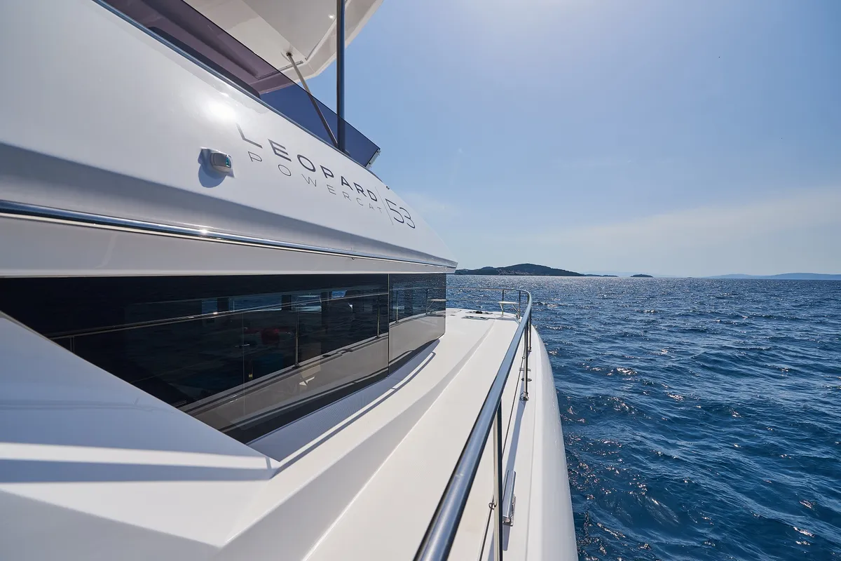 Deck of Good Vibes, a Leopard 53 - OW catamaran at Seget Donji, Croatia