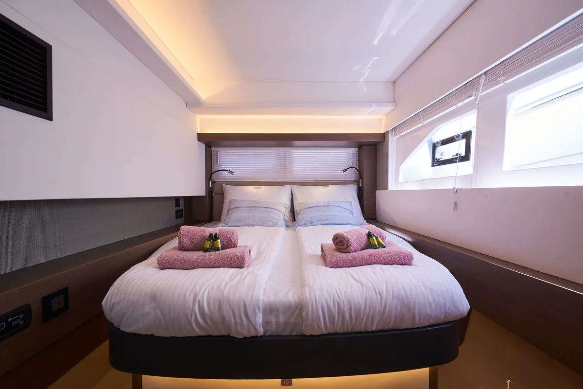 Cabin on Good Vibes, a Leopard 53 - OW catamaran at Seget Donji, Croatia