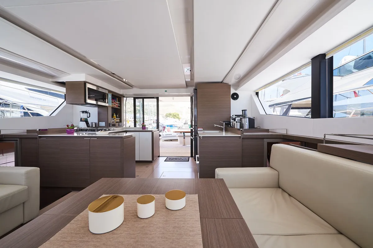 Galley of Good Vibes, a Leopard 53 - OW catamaran at Seget Donji, Croatia