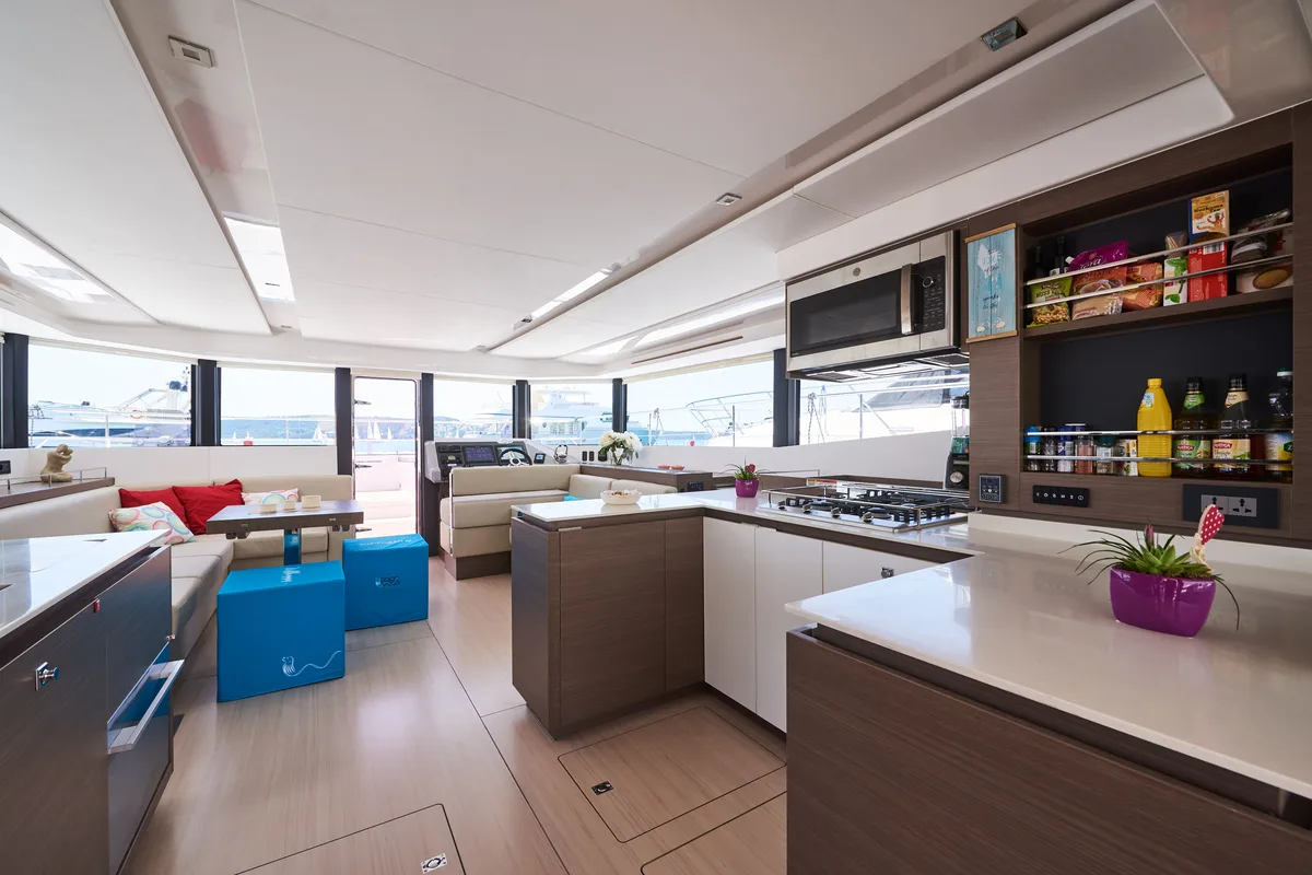 Galley of Good Vibes, a Leopard 53 - OW catamaran at Seget Donji, Croatia