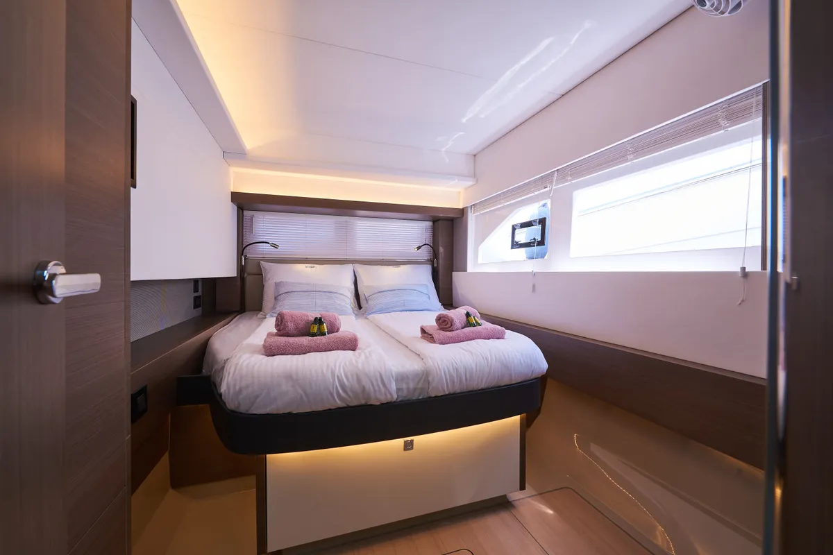 Cabin on Good Vibes, a Leopard 53 - OW catamaran at Seget Donji, Croatia