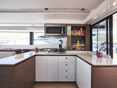 Galley of Good Vibes, a Leopard 53 - OW catamaran at Seget Donji, Croatia