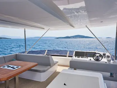 Cockpit of Good Vibes, a Leopard 53 - OW catamaran at Seget Donji, Croatia