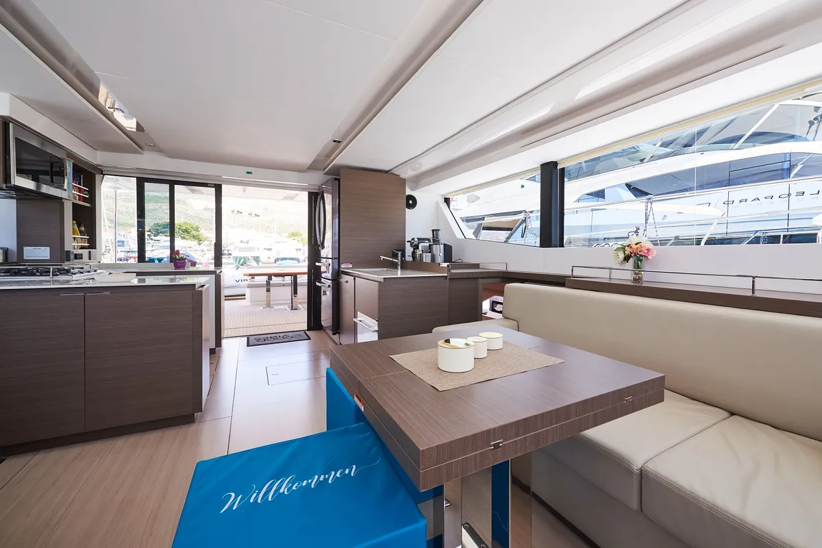 Galley of Good Vibes, a Leopard 53 - OW catamaran at Seget Donji, Croatia