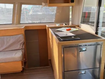 Galley of Mira, a Nautitech 46 Fly catamaran at Kontokali, Greece