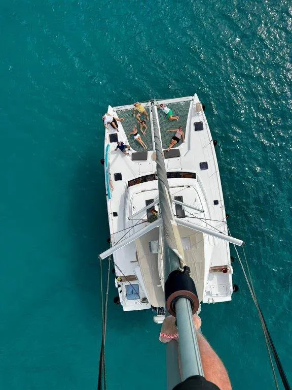 Deck of Mira, a Nautitech 46 Fly catamaran at Kontokali, Greece