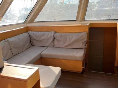Salon of Mira, a Nautitech 46 Fly catamaran at Kontokali, Greece