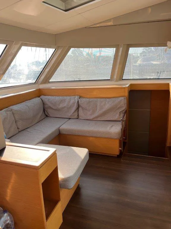 Salon of Mira, a Nautitech 46 Fly catamaran at Kontokali, Greece