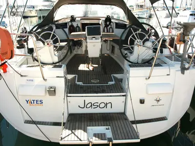 Cockpit of Jason, a Jeanneau Sun Odyssey 439 sailboat at Grad Pula, Croatia