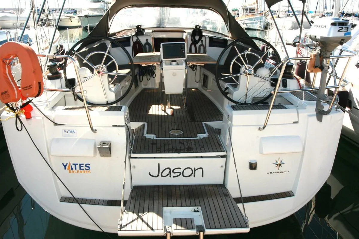 Cockpit of Jason, a Jeanneau Sun Odyssey 439 sailboat at Grad Pula, Croatia