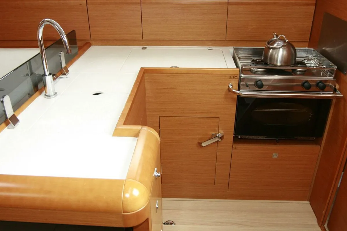 Galley of Jason, a Jeanneau Sun Odyssey 439 sailboat at Grad Pula, Croatia