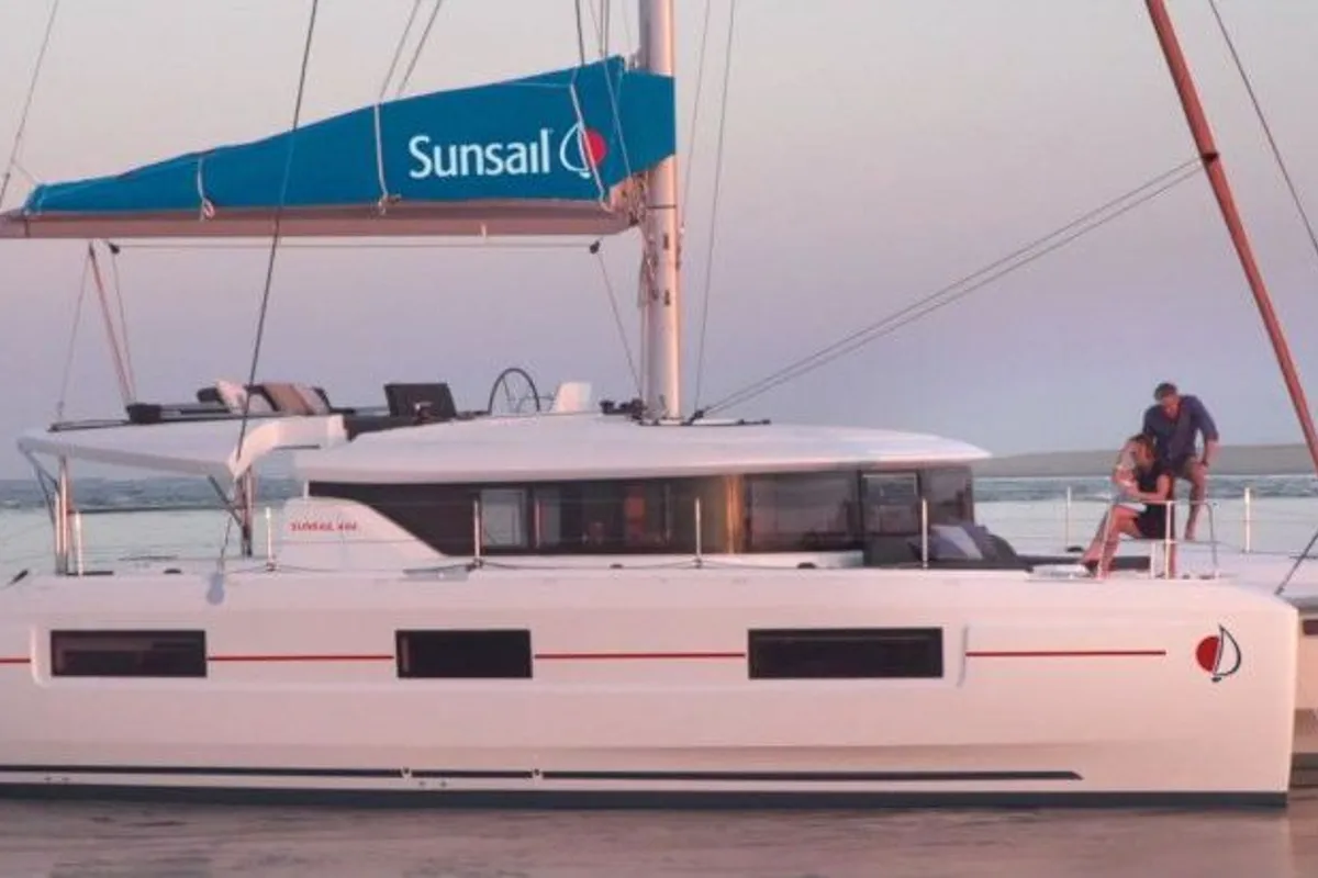 Exterior view of Sunsail 46 Cat Classic, a Lagoon 46 catamaran at Općina Marina, Croatia