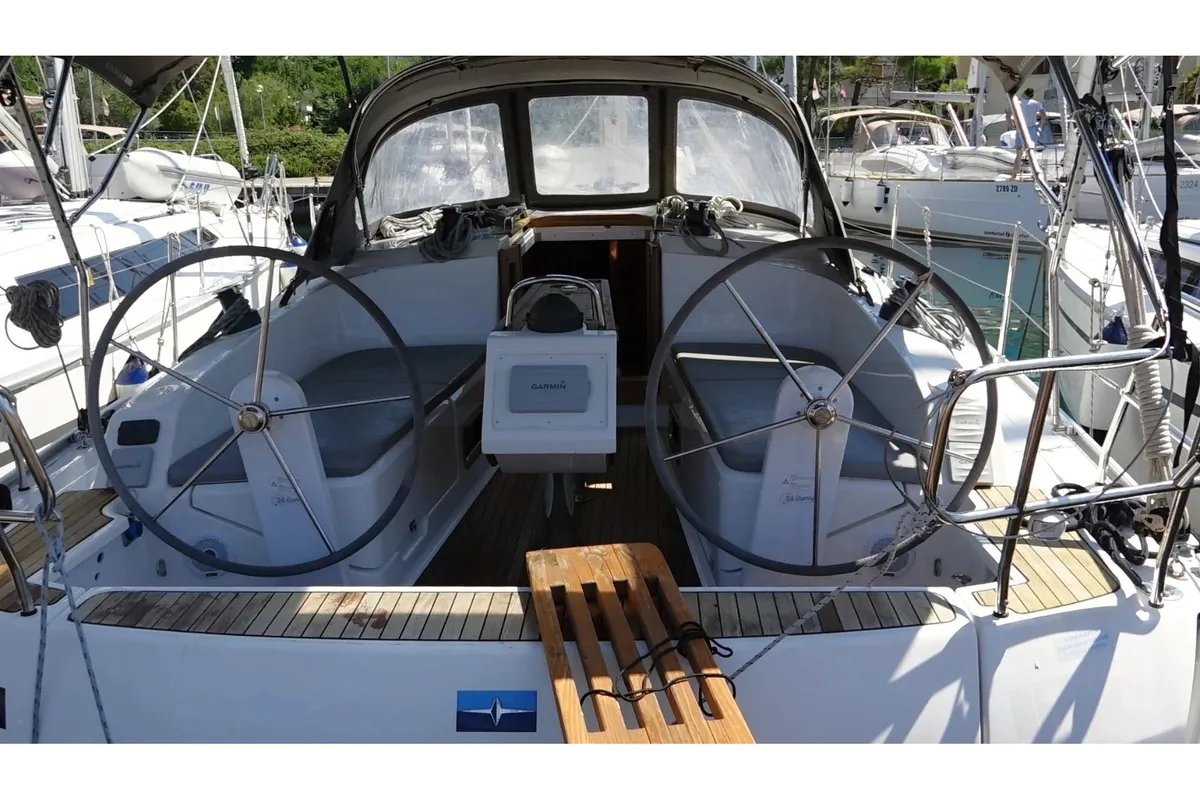 Cockpit of Eirene, a Bavaria Cruiser 37 sailboat at Zadar, Croatia