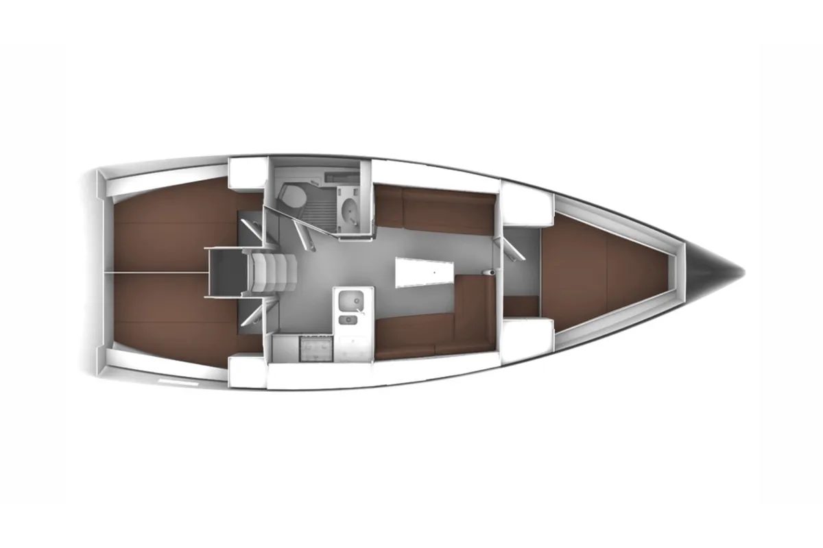 Floor plan of Eirene, a Bavaria Cruiser 37 sailboat at Zadar, Croatia