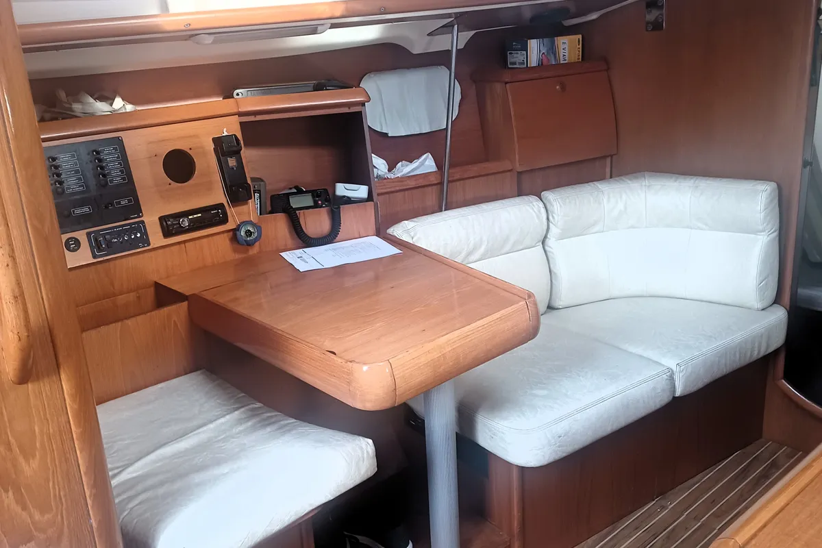 Salon of Evina, a Jeanneau Sun Odyssey 40.3 sailboat at Lefkada, Greece