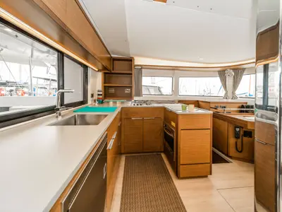 Galley of Pegasus, a Lagoon 46 catamaran at Kos, Greece
