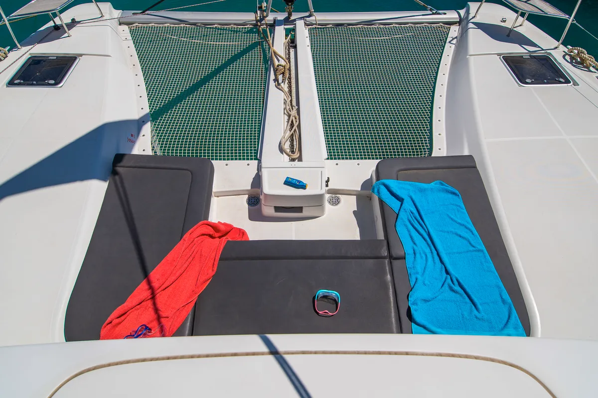 Deck of Pegasus, a Lagoon 46 catamaran at Kos, Greece