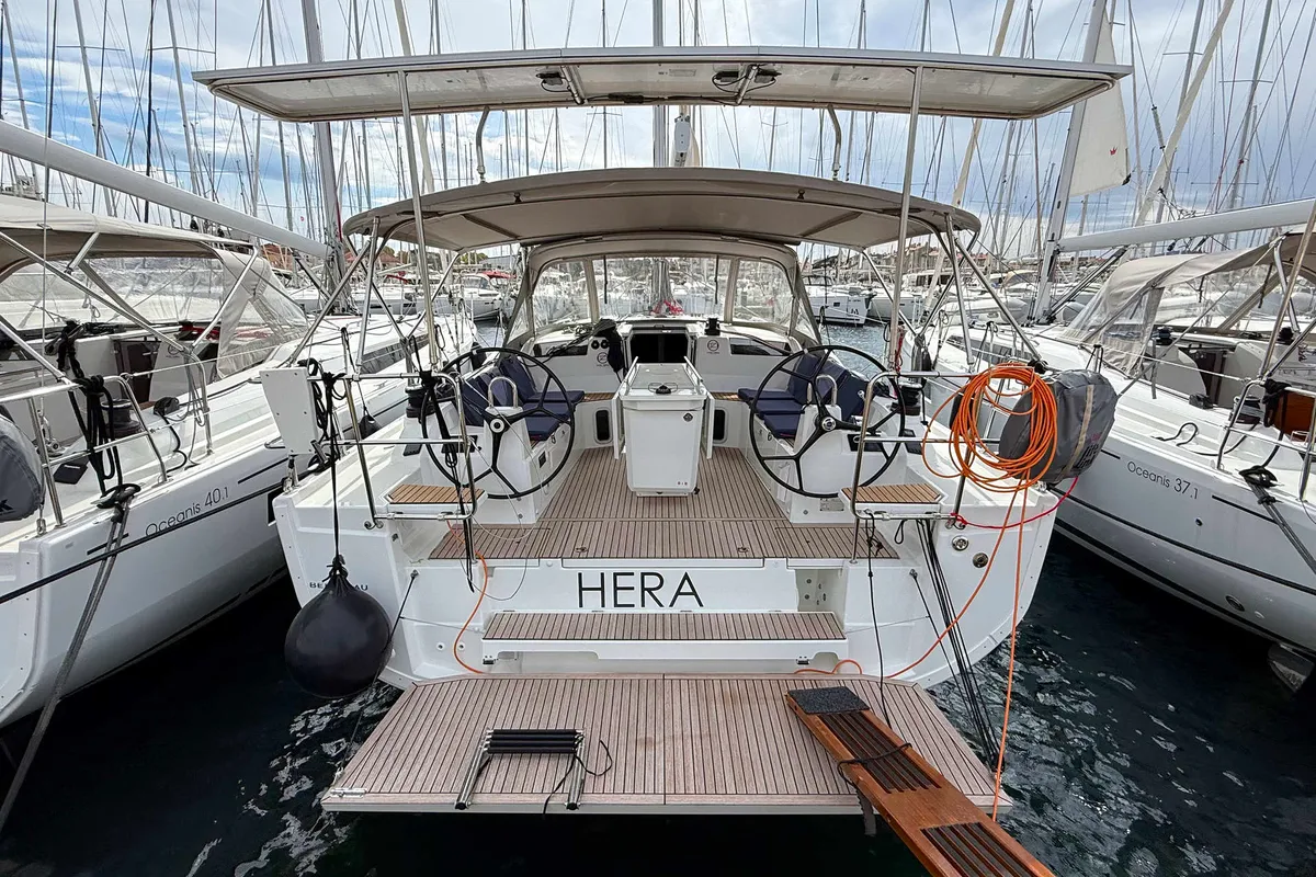 Exterior view of Hera, a Beneteau Oceanis 40.1 sailboat at Grad Biograd na Moru, Croatia