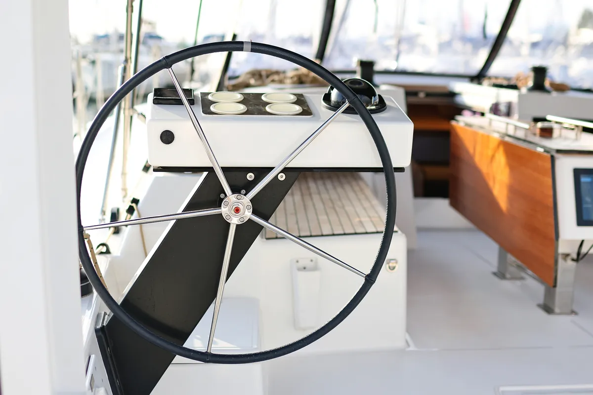 Cockpit of Odyssey, a Dufour 470 sailboat at Općina Sukošan, Croatia