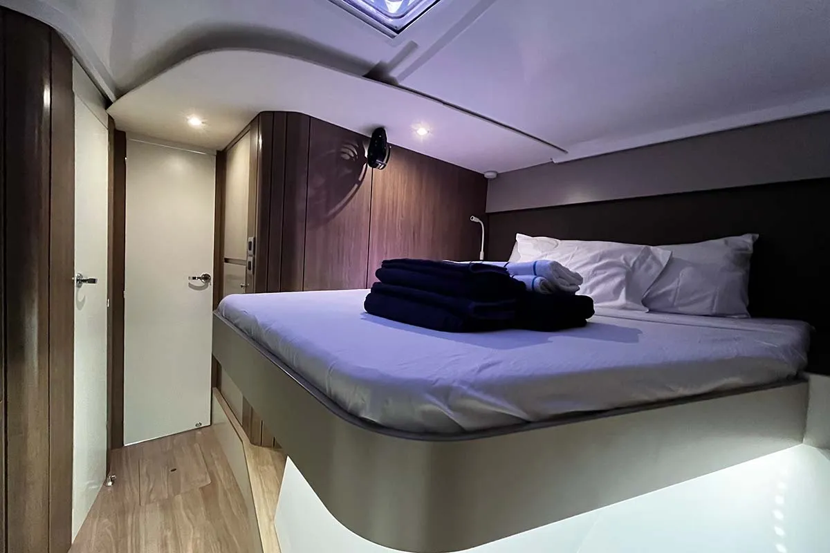 Cabin on Knot A Fantasea, a Bali Catspace catamaran at Central Abaco, Bahamas