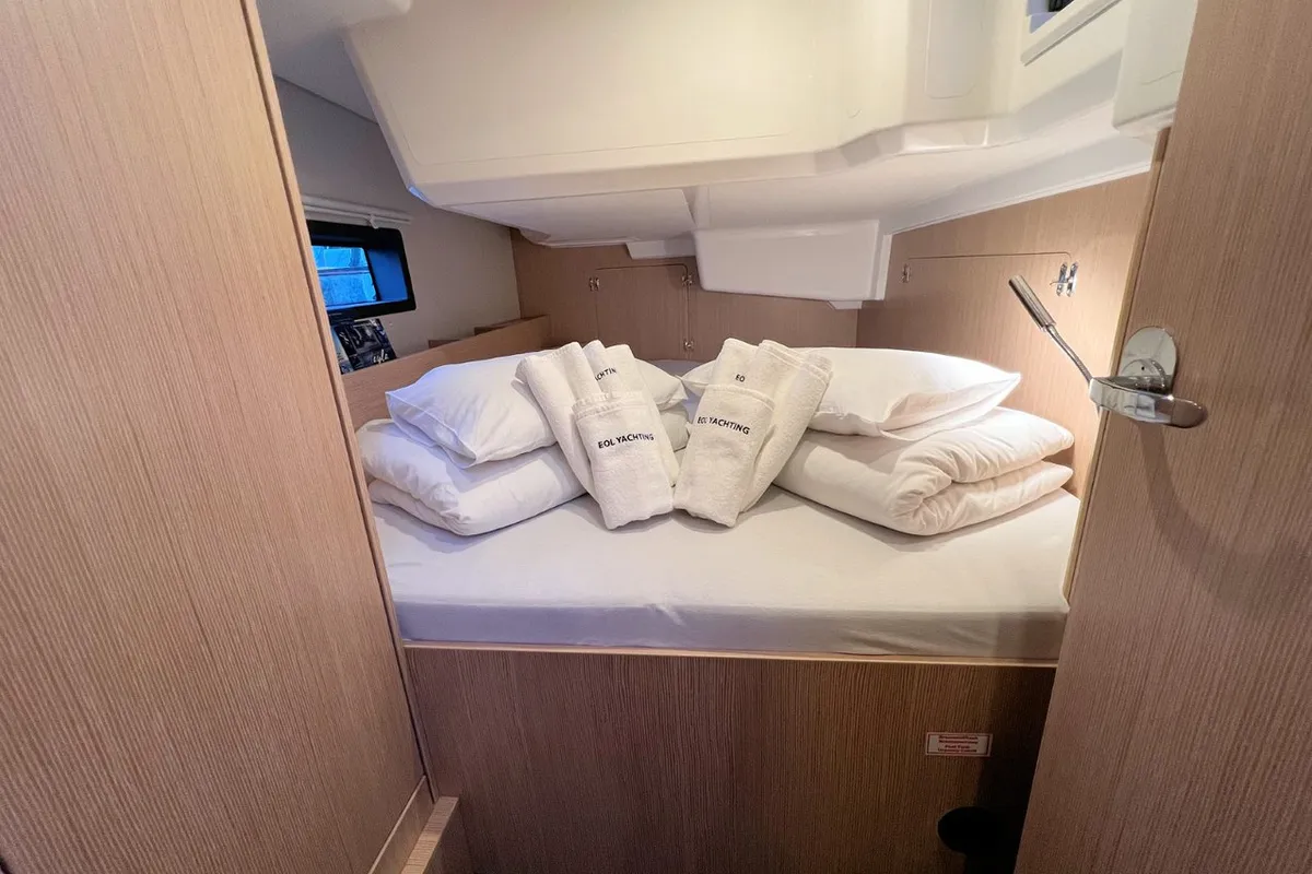 Cabin on Mala Hana, a Bavaria C38 sailboat at Grad Pula, Croatia